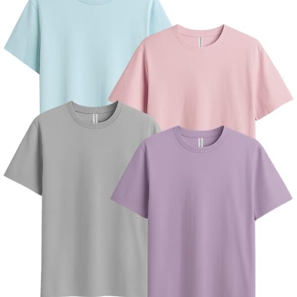 Sleepynuts Women Boyfriend Plain Round Neck Half Sleeve T-Shirt