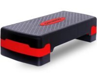 Sparnod Fitness SAS-1000 Aerobic Gym Stepper for Exercise at Home, Adjustable Height, Anti-Skid Surface, Supports up to 225 kg, Compact & Portable, Ideal for Cardio, Strength Training & Pilates Red