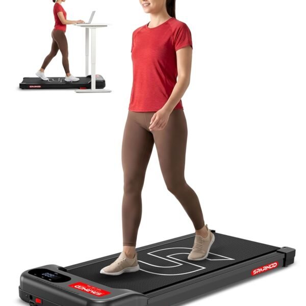 Sparnod Fitness STH-3001 Walking Pad for Home Use, 2.5 HP Motor 1–6 km/h Speed, Manual Incline 2 Levels, LED Display for Time, Distance, Speed & Calories, Compact Treadmill, 90kg Max Weight