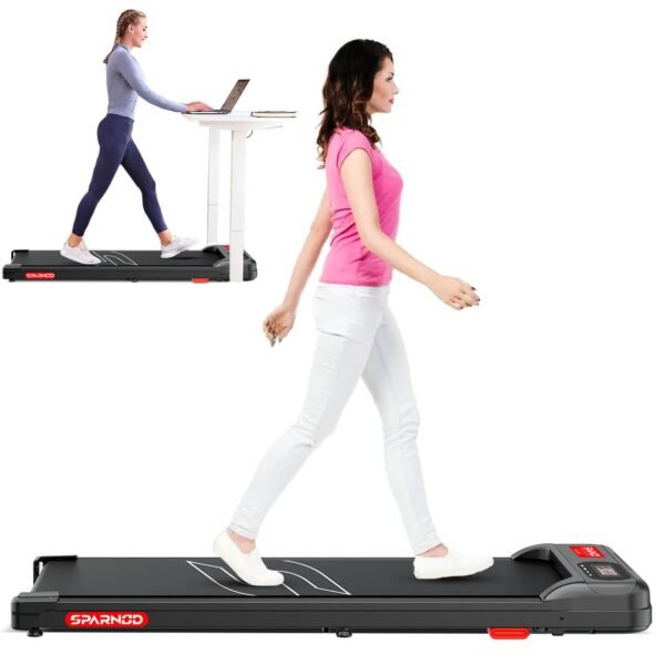 Sparnod Fitness STH-3002 Home Use Walking Pad & Treadmill | Compact, Ultra-Slim, Ready to Use | Shock Absorption | LED Display | 2% Manual Incline | 100 Kg Capacity