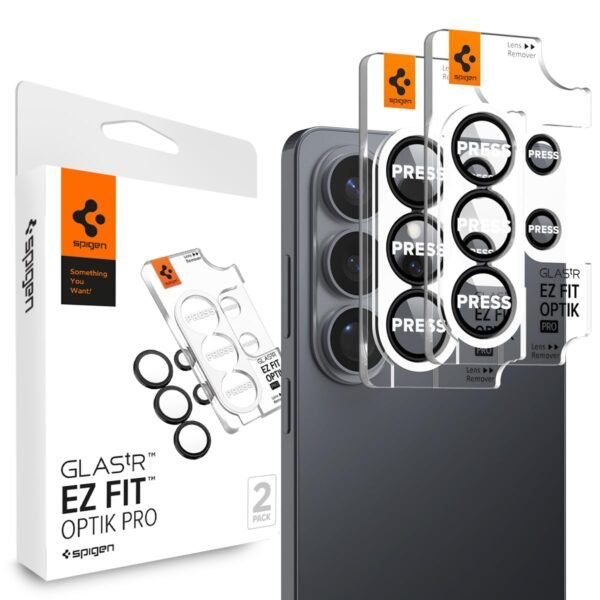 Spigen EZ Fit Optik Pro Tempered Glass Camera Lens Protector Guard for Galaxy S26 Ultra - Black [2 Pack]