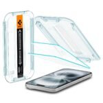 Spigen EZ Fit Tempered Glass Screen Full Screen Protector Guard for iPhone 16 Plus/iPhone 15 Plus (2 Pack)