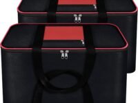 Storite 2 Pack Nylon Big Underbed Storage Bag Moisture Proof Cloth Organiser with Zippered Closure and Handle(BlackRed, 21.25 x 18.11 x 11 inch) Rectangular