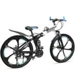 Sunspeed Men Skyride BMV X6 Foldable Cruiser Bicycle| Black Bike with 21-Speed Gears, Dual Disc Brakes, Hydraulic Suspension and Strong Carbon Steel Frame|Great for City Rides, 26 inch