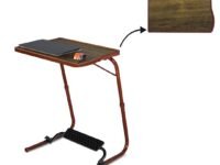 TABLE MAGIC – Multipurpose Height Adjustable Laptop Table Mat Finish, Lapdesk with Footrest Work from Home & Study Desk Picnic Outdoor Tv Tray Wooden Table (Midnight Black, Large, TM Footrest)