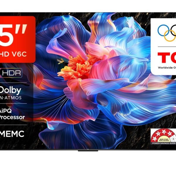 TCL 189 cm (75 inches) Metallic Bezel Less Series 4K Ultra HD Smart LED Google TV 75V6C (Black)