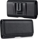 TDG Pu Leather Pouch Cover Holster Belt Clip Case Magnetic Cover Compatible for Samsung Galaxy Smartphones