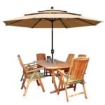 THESHELTERS 10 Ft 3 Tier Large Size Garden Umbrella, Outdoor Umbrella with Double Vented, Patio Umbrella with Stand and 8 Sturdy Ribs Perfect for Garden, Terrace, Lawn, Poolside