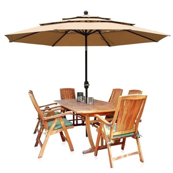 THESHELTERS 10 Ft 3 Tier Large Size Garden Umbrella, Outdoor Umbrella with Double Vented, Patio Umbrella with Stand and 8 Sturdy Ribs Perfect for Garden, Terrace, Lawn, Poolside