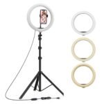 Tygot 10 Inches Big LED Ring Light for Camera, Phone tiktok YouTube Video Shooting and Makeup, 10" inch Ring Light with 7 Feet Long Foldable and Lightweight Tripod Stand