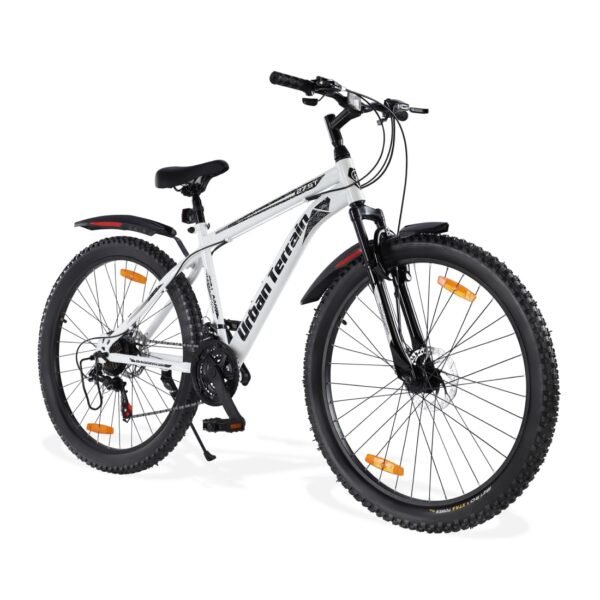 Urban Terrain Galaxy Ultra Multispeed High Performance Mountain Cycles for Men with Front Suspension and Dual Disc Brake MTB Bike 27.5T (21 Speed, White)