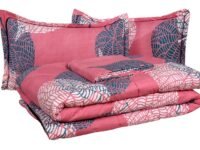 VAS COLLECTIONS 350TC Glace Floral Cotton AC Comforter Set King Size Double Bed with 1 Flat bedsheet & Two King Pillow Covers, 4 Pieces Bedding Set (90x90 inch, Pink & Light Green)