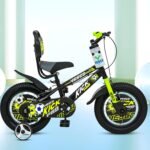 VESCO Kick Pro 14 T Kids Cycle with Balance Wheel & Back Rest Seat/Water Bottle | Rigid Fork, Frame 9 Inch | Ideal for 3 to 5 Years Boys & Girls (Green)