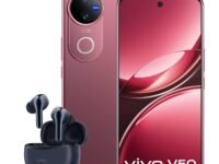 VIVO V50 5G Elite Edition Rose Red, 12GB RAM, 512GB Storage TWS 3e Buds up-to 30dB ANC Inside The Box|with No Cost EMI/Additional Exchange Offers