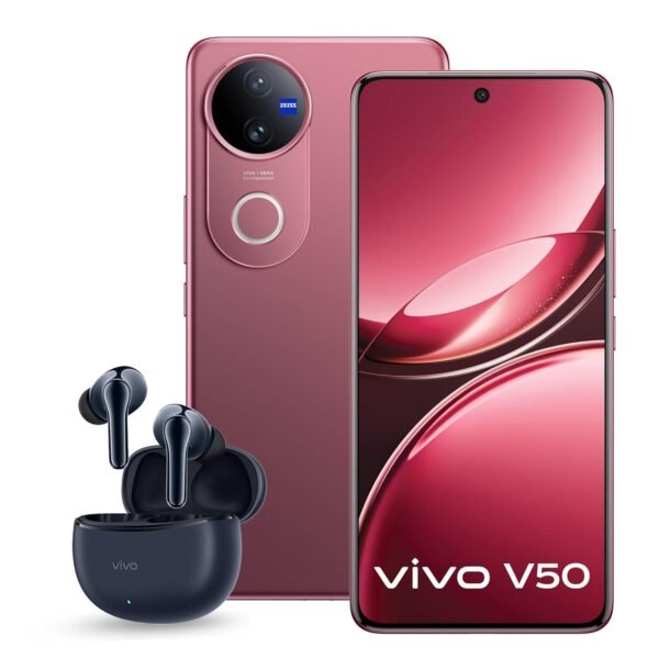 VIVO V50 5G Elite Edition Rose Red, 12GB RAM, 512GB Storage TWS 3e Buds up-to 30dB ANC Inside The Box|with No Cost EMI/Additional Exchange Offers