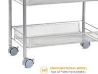 Voroly Alloy Steel 4 Tire Kitchen Accessories Storage Organizer Trolley Racks&Shelf with Lockable Wheels (VR-21KSR-SILVER, 4 Tire)