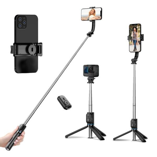 WeCool S2 Selfie Stick Tripod, 6sec Telescopic Pole with 42in/106cm extendable Selfie Stick, Detachable Mobile Holder with Wireless Remote for Photoshoot & Vlogging, Compatible with iPhone & Android