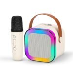 Wembley Rechargeable Karaoke Mic with Speaker for Singing | Wireless Mini Portable Bluetooth Speaker with Microphone & LED Lights | Cute Birthday Gift for Kids Musical Toys for Boys, Girls and Adults