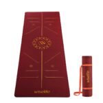 WiseLife TRUE Body Alignment Yoga Mat with Strap – Extra Wide 10mm Non-Slip ECO TPE Exercise Mat for Yoga, Pilates, Home Workout & Gym – Alignment Lines, Eco Friendly (Wine)