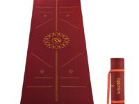 WiseLife TRUE Body Alignment Yoga Mat with Strap – Extra Wide 10mm Non-Slip ECO TPE Exercise Mat for Yoga, Pilates, Home Workout & Gym – Alignment Lines, Eco Friendly (Wine)