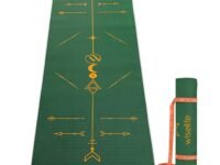WiseLife TRUE Body BOHO Alignment Yoga Mat + Sleek Yoga Strap for Men & Women, Non-Slip, Extra Wide ECO TPE Exercise Mat for Home, Pilates, Gym & Fitness (Green 8mm)