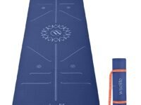 WiseLife TRUE Body Lotus Alignment Yoga Mat + Sleek Yoga Strap for Men & Women | Non-Slip, Extra Wide ECO TPE Exercise Mat for Home, Pilates, Gym & Fitness (Blue 10 mm)