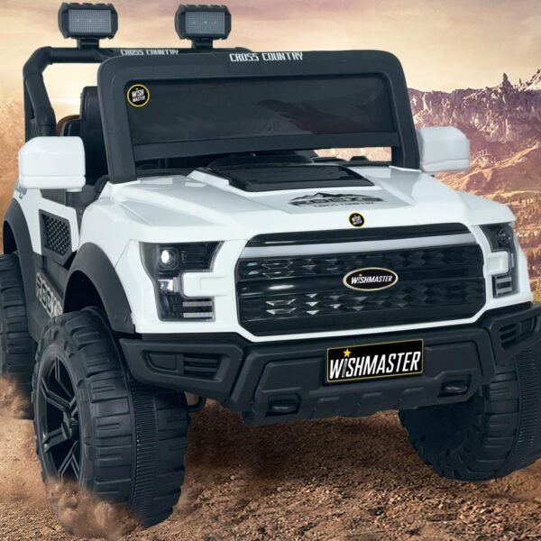 Wishmaster Driving 4 Motors with Bluetooth EV Jeeps for 1, 2, 3, 4, 5, 6 Years | Remote + Steering + Mobile App Control | Kids Car | Birthday Gift
