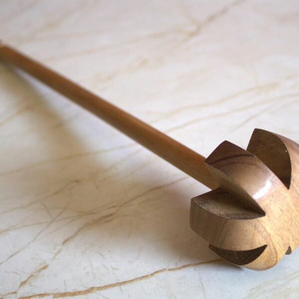 Wooden Butter & Buttermilk Churner | Manual Mathani Madani for Dahi, Lassi & Butter, Dal Ghotni | Whisk Beater, Multi-Purpose Wooden Kitchen Churner for Homemade Dairy