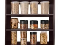 Wooden Kitchen Shelf | Wall Mounted Multipurpose Storage Rack for Spice & Containers | Brown