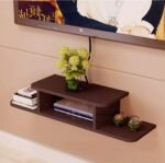 Wooden TV Unit Shelf and WiFi Router Stand | Wall Mount Rack With Shelves (Brown)
