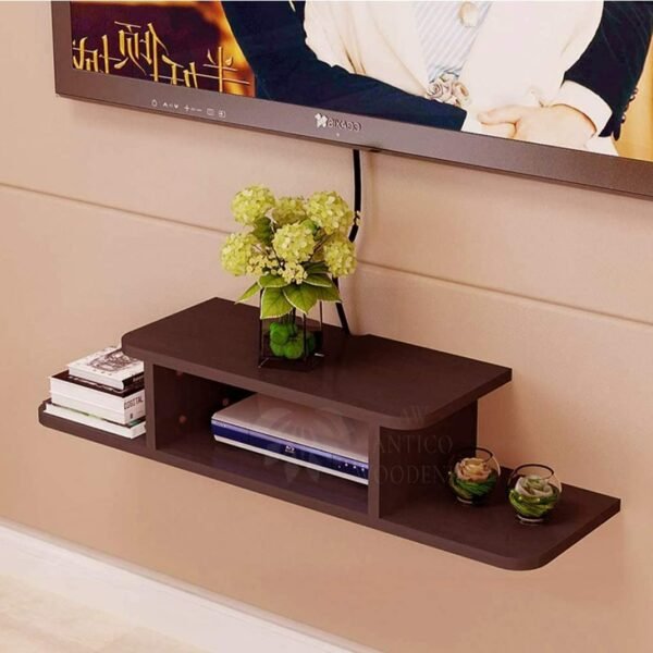 Wooden TV Unit Shelf and WiFi Router Stand | Wall Mount Rack With Shelves (Brown)