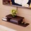 Wooden TV Unit Shelf and WiFi Router Stand | Wall Mount Rack With Shelves (Brown)