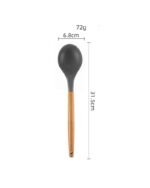Woodtula Silicone Ladle Spoon, Wooden Handle Seamless Nonstick Kitchen Soup Ladle, BPA-Free & Heat Resistant up to 445°F, Silicone Kitchen Cooking Utensils Baking 31.5 cm Grey