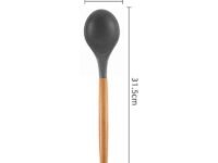 Woodtula Silicone Ladle Spoon, Wooden Handle Seamless Nonstick Kitchen Soup Ladle, BPA-Free & Heat Resistant up to 445°F, Silicone Kitchen Cooking Utensils Baking 31.5 cm Grey