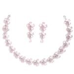 ZENEME Rhodium Plated Silver Toned White American Diamond Studded Flower Shaped Jewellery Set For Girls and Women