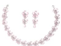 ZENEME Rhodium Plated Silver Toned White American Diamond Studded Flower Shaped Jewellery Set For Girls and Women