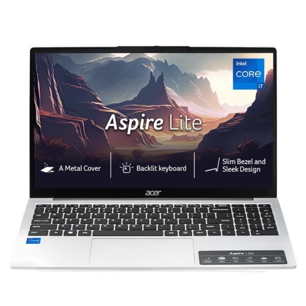 acer Aspire Lite,12th Gen, Intel Core i7 12650H, Office 2024+M365 Basic, 16GB RAM, 512GB SSD, Full HD IPS, 15.6"/39.62 cm, Win 11 Home, Pure Silver, 1.7 KG, AL15-52H, Backlit KB, Thin & Light Laptop