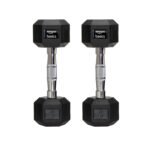 amazon basics Rubber Encased Hex Dumbbell Weight Set Of 2, 5 Kg,Black