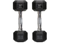 amazon basics Rubber Encased Hex Dumbbell Weight Set Of 2, 5 Kg,Black