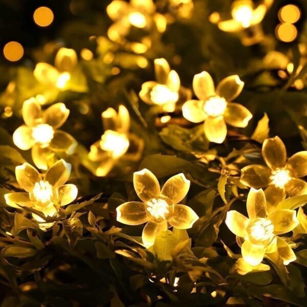 fizzytech Silicone Flower LED String Lights – 25 LED, 5 Meter Warm White Copper Wire Fairy Lights for Window, Wall, Garden, Diwali, Christmas, Wedding & Home Decoration