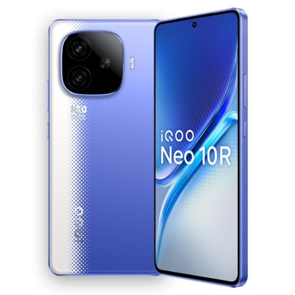 iQOO Neo 10R 5G (Raging Blue, 8GB RAM, 256GB Storage) | Snapdragon 8s Gen 3 Processor | India's Slimmest 6400mAh Battery Smartphone | Segment's Most Stable 90FPS for 5 Hours