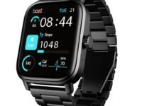 Boat Wave Call 3 Smartwatch 1.83” HD Display with Animated Watch Faces; BT Calling, Functional Crown, Multiple Sports Modes, IP68, HR, SpO2 Monitor, Smart Watches for Men & Women (Metallic Black)