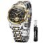 OLEVS Watches for Men Chronograph Business Wrist Watches Analog Quartz Moon Phase Stainless Steel Waterproof Luminous Dress Watches