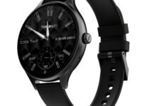 Fire-Boltt Phoenix Air Smart Watch 1.26” Round Display, Rotating Button, Wireless Charging, Ultra Lightweight Metal Body, Bluetooth Calling, Smartwatch with Silicone & Mesh Steel Straps Carbon Black