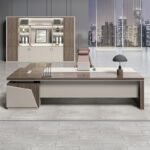 Lakdi Director & Executive L-Shape Office Table Luxury Desk Made in Particle Board with Side Unit Locking Drawer and Storage Wire Manager & CPU Storage - LDL-614_RFT