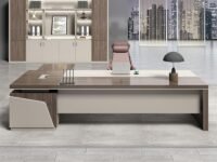 Lakdi Director & Executive L-Shape Office Table Luxury Desk Made in Particle Board with Side Unit Locking Drawer and Storage Wire Manager & CPU Storage - LDL-614_RFT