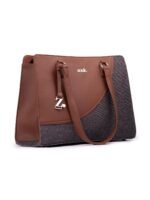 ZOUK Women's Office Essential Bag | Jute | Vegan Leather Handcrafted Tote Bag With Double Handle Shoulder Strap