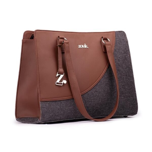 ZOUK Women's Office Essential Bag | Jute | Vegan Leather Handcrafted Tote Bag With Double Handle Shoulder Strap