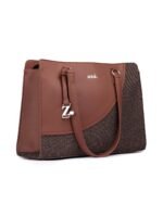 ZOUK Women's Office Essential Bag | Jute | Vegan Leather Handcrafted Tote Bag With Double Handle Shoulder Strap