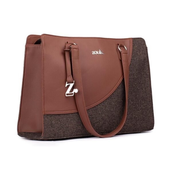ZOUK Women's Office Essential Bag | Jute | Vegan Leather Handcrafted Tote Bag With Double Handle Shoulder Strap
